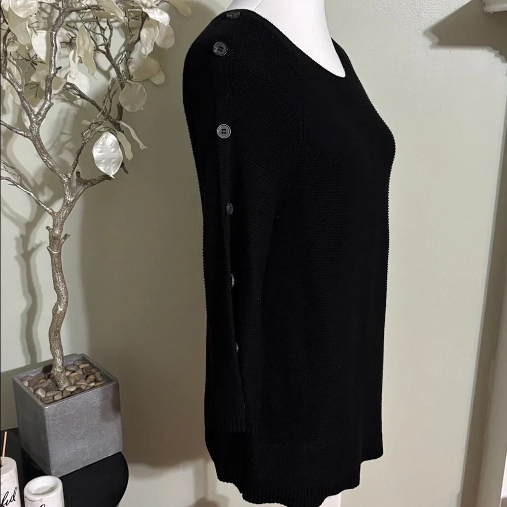 Liz Claiborne Black Sweater with Button Detail - Picture 3 of 5